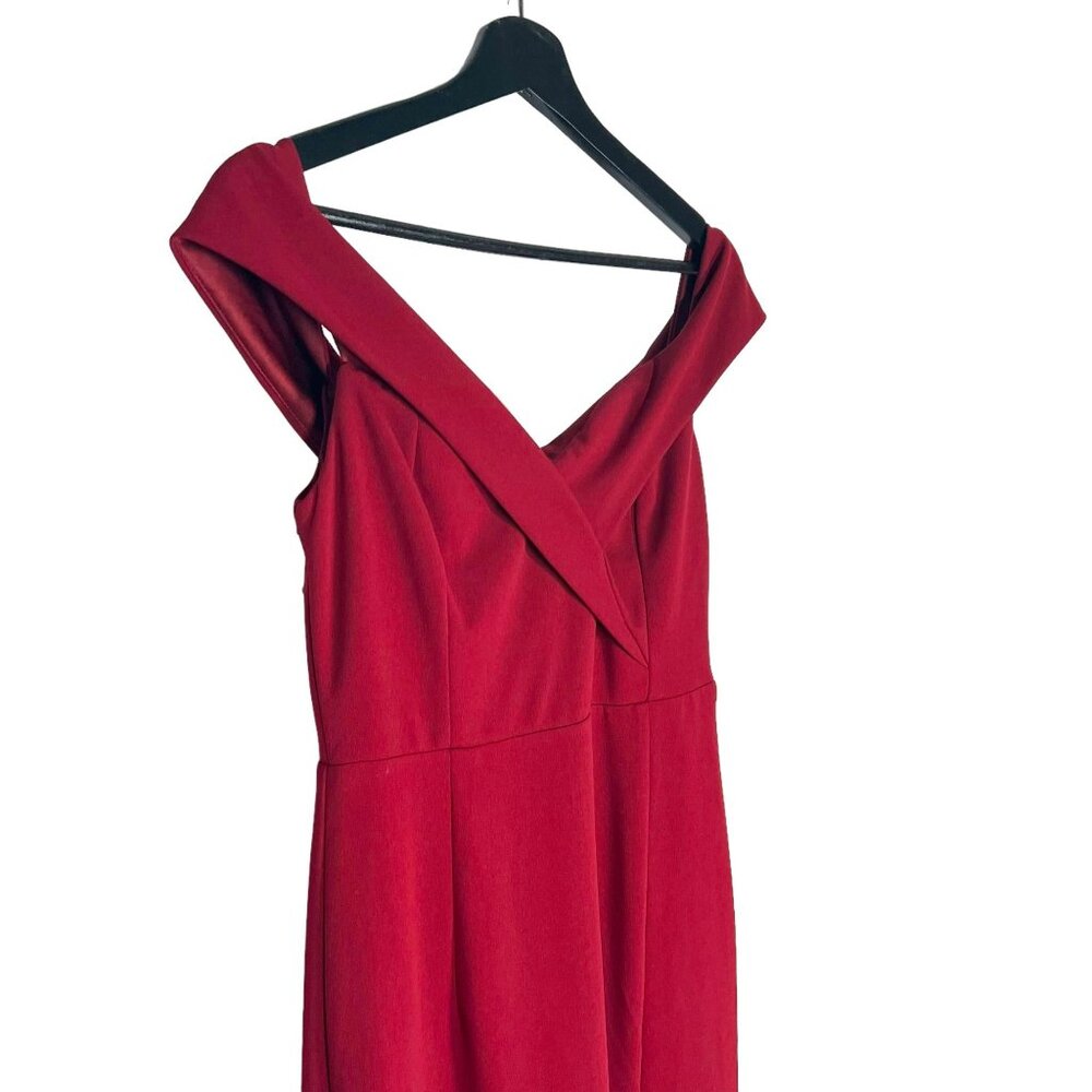 Lulus Red Song of Love Off Shoulder Tapered Full Length Dress Medium - Picture 2 of 12